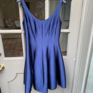 Navy blue satin Aqua party dress